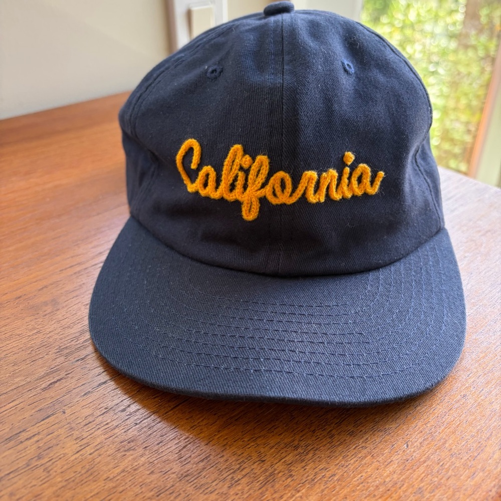 Navy Baseball Cap with Yellow "California" Script